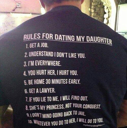 rules for dating my daughter shirt 