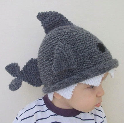 knit shark hat