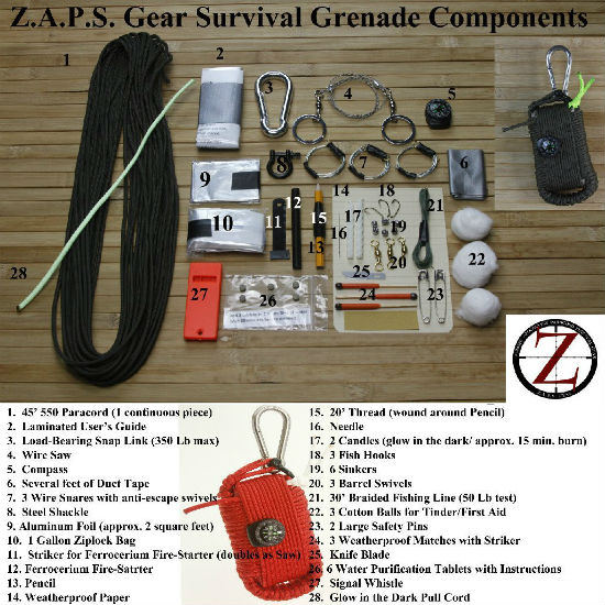 survival grenade contents