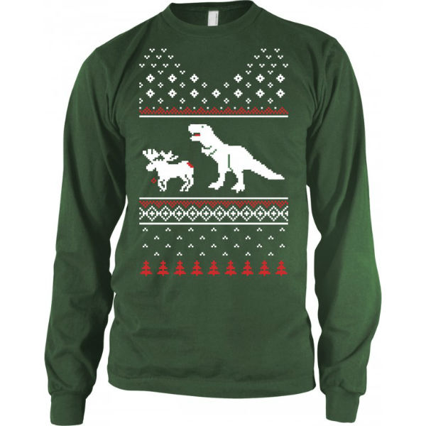 trex attack ugly christmas sweater