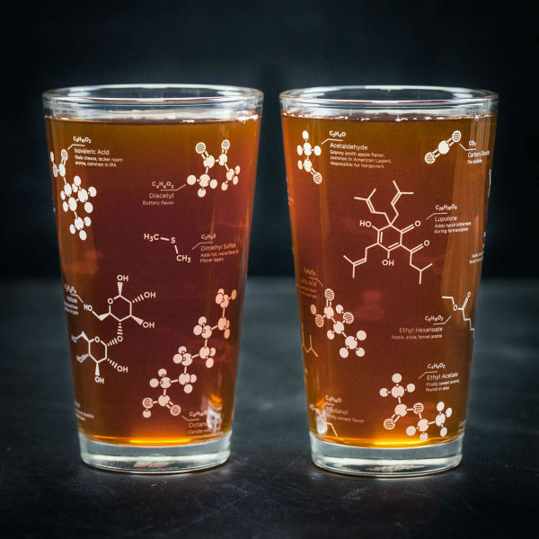 beer chemistry molecule pint glass set