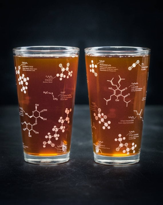 Beer Molecule Pint Glass set