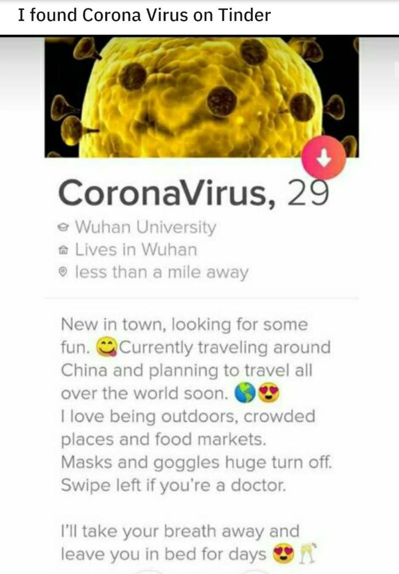 corona virus tinder meme
