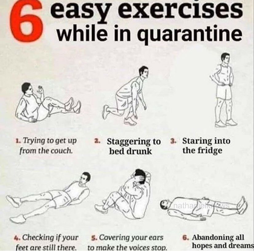 6 easy exercises to do while in quarantine meme