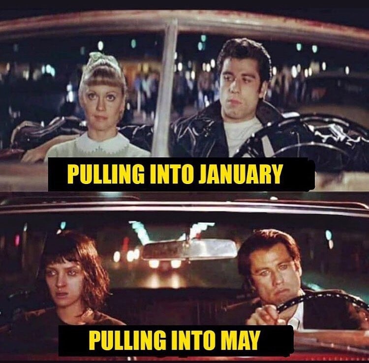 pulling into january vs pulling into may meme