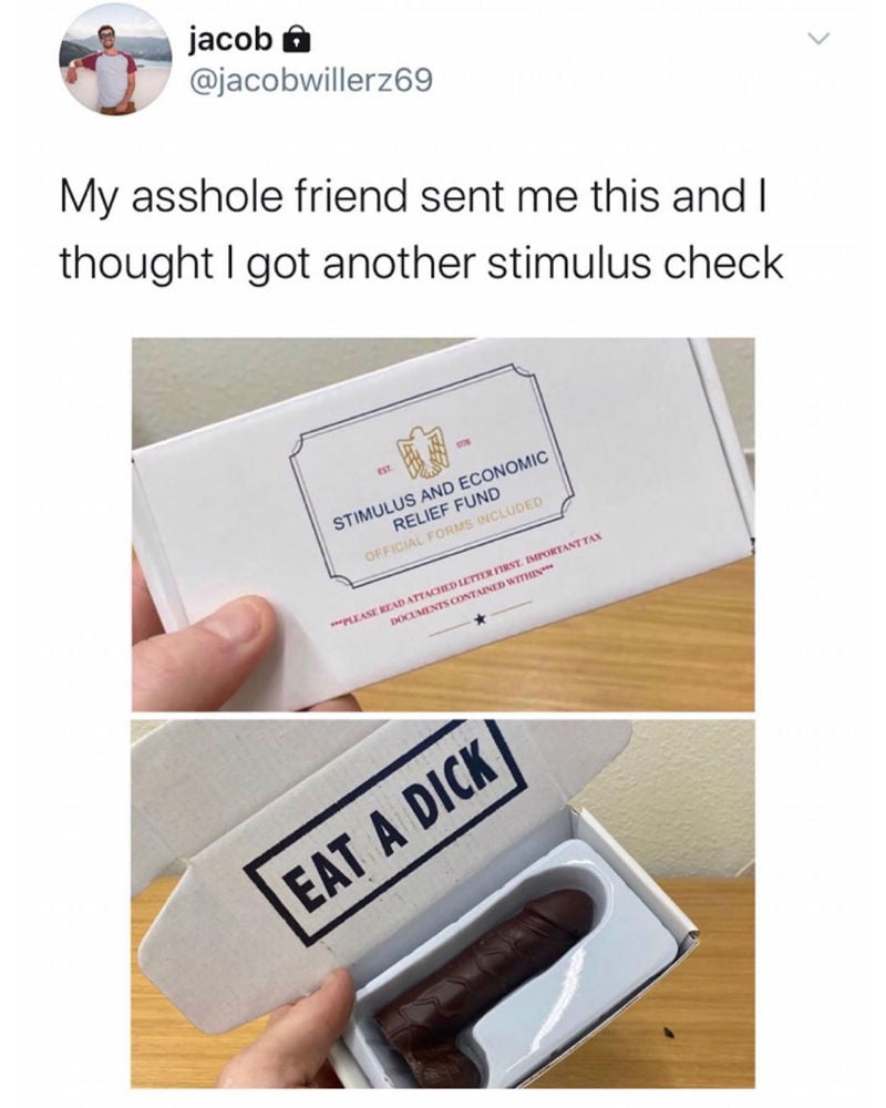 stimulus check chocolate dick 