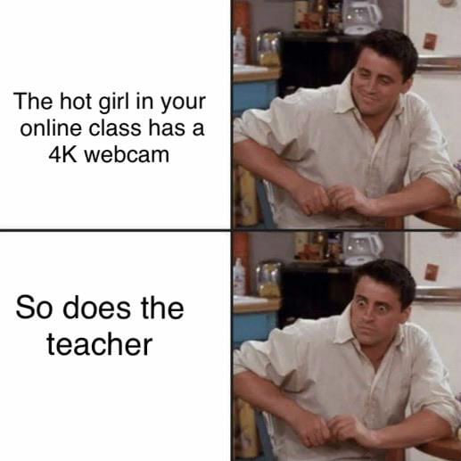 The Hot Girl In Your Online Class Has A 4k Webcam Meme Shut Up