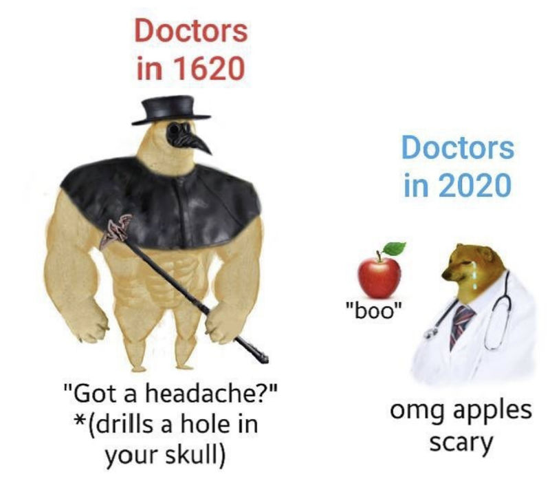 doctors in 1620 vs doctors in 2020 meme 
