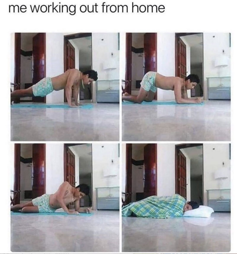 me working out from home 