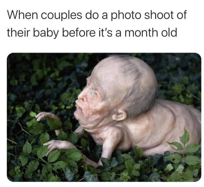 when couples do a photoshoot of their baby when it's a month old 