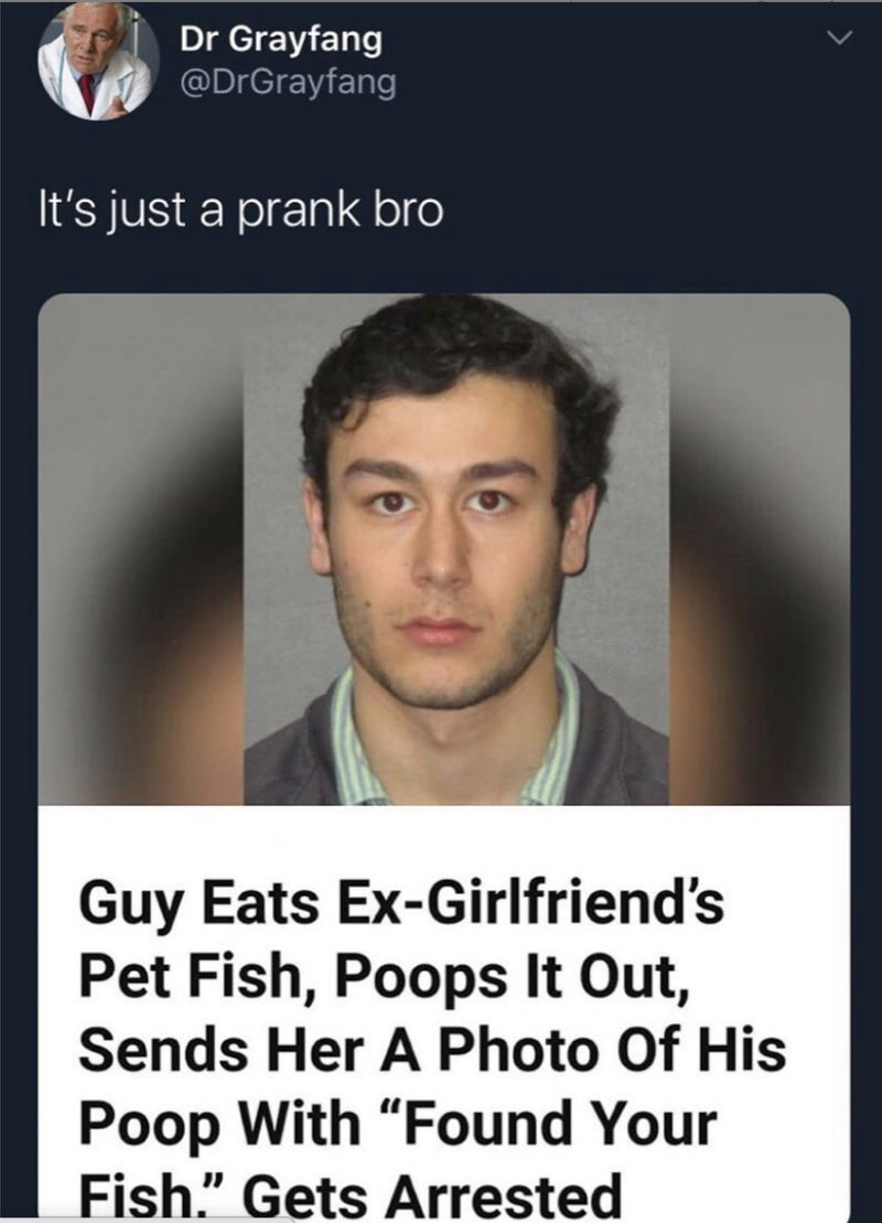 guy eats ex girlfriends pet fish 