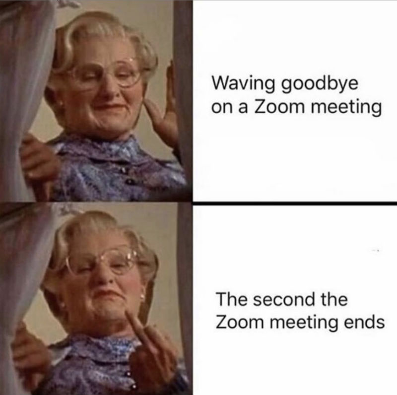 waving goodbye on a zoom meeting 