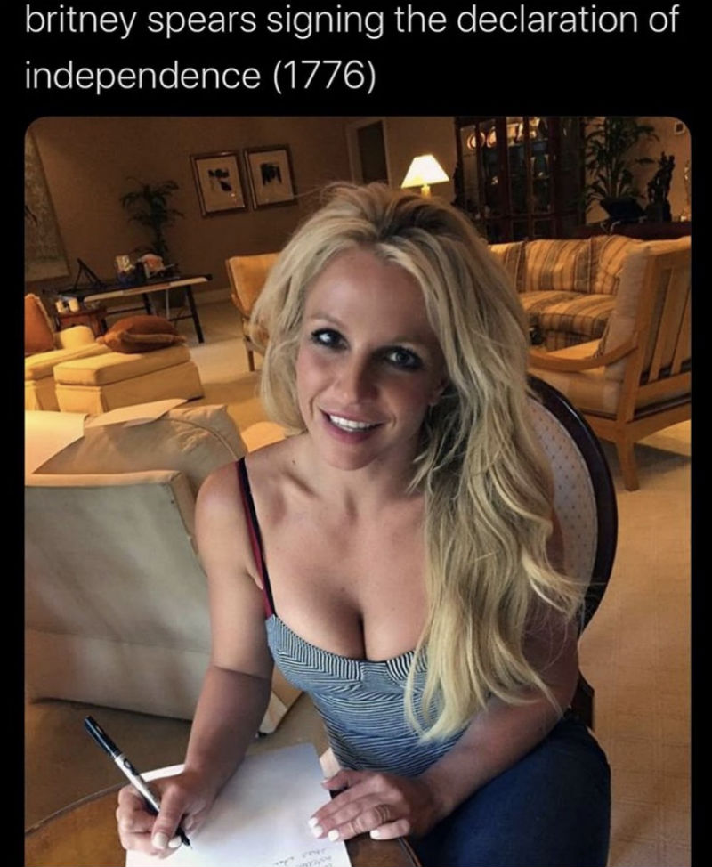 britney spears signing the declaration of independence meme