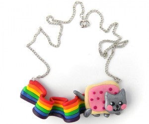 Nyan Cat the lovable rainbow toaster cat now available in exquisite necklace form.