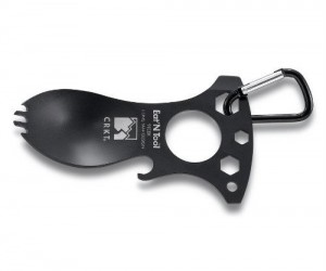 It’s a fork, spoon, bottle opener and three hex wrenches all built into one handy little tool.  