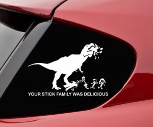 Your Stick Family Was Delicious T-Rex Car Decal – Express via T-Rex how you really feel about those stick figure family stickers.