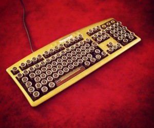 This fine handcrafted Bioshock art deco steampunk keyboard looks almost too pretty to use.  