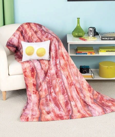 bacon and eggs throw pillow and blanket set