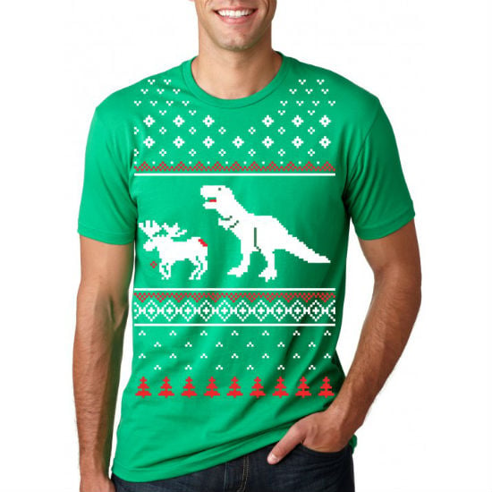 trex attack ugly christmas tee