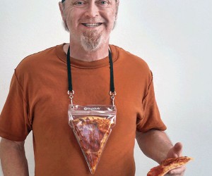 The Pizza Pouch is a bold (and delicious) fashion statement. Portable pizza. The best invention since delivery.