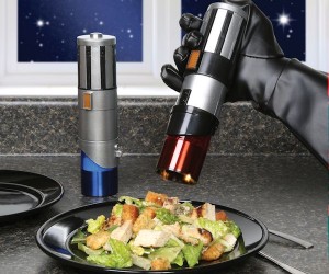 Add some galactic flavor do your food with these Lightsaber Salt & Pepper Shakers!