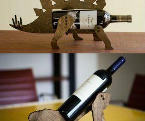 Dinosaur Wine Bottle Holders – Conventional wine racks are extinct. This creature of the (arbor) mist is perfect for a coffee table, kitchen counter, or anywhere you need a prehistoric