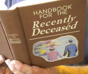 Handbook for the recently deceased – Comes with a: Beetlejuice / Betelgeuse flyer replica and an INSERT SHEET with lines/ words, used in the movie as quoted and/or read from