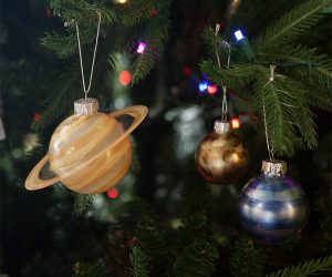 Planetary Ornament Set – Celebrate home for the holidays! Set of 9 glass ornaments that look like the planets in our solar system and yes, we included Pluto – if you
