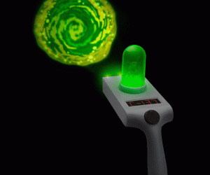 Rick and Morty Portal Gun – Don’t worry! This gun isn’t as good as garbage when it runs out of charge. That’s what batteries are for. We can’t trust the world