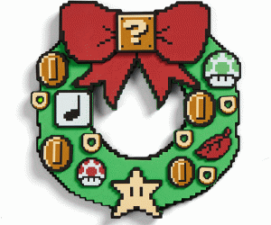This Nintendo Super Mario Light Up Wreath is the perfect solution for the old school gamer who wants to be festive and honor the old gods of 8-bit gaming.  