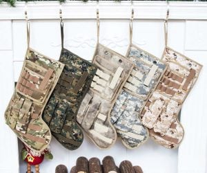 Tactical Christmas Stockings – This Durable Tactical Christmas Stocking is great for the entire family. It has MOLLE attachments, handle, hanging hook, and an outside draw pocket. Size: 19.0 x 8.5 in.