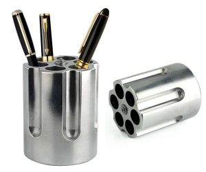 It holds your favorite pens and more! – The gun cylinder pen holder is large enough to hold large pens, sharpies, markers, scissors, fountain pens, pencils, letter openers and many