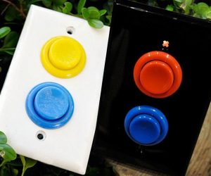 Arcade button light switch covers – These classic arcade button wall plates can be used to cover any rocker-style light switches in the house. Add fun to a kids’ room, a