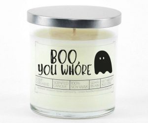 Fill your home with the spooky aroma of a Boo You Whore Halloween Candle!