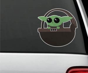 Baby Yoda Car Decal – Just like a classic baby on board sticker but way cuter! 