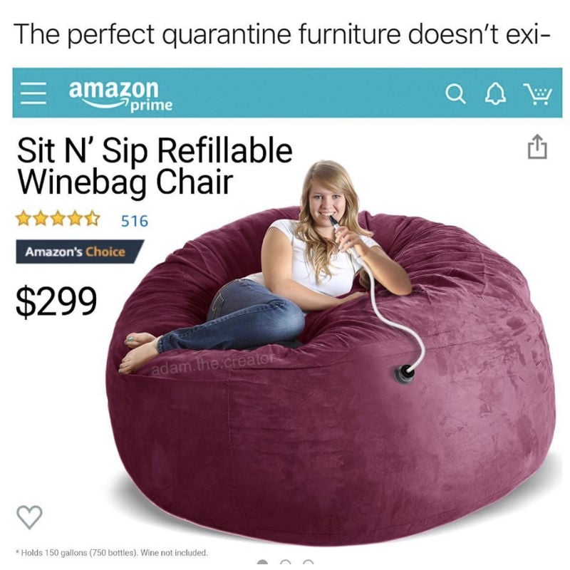 the sit n sip refillable winebag chair