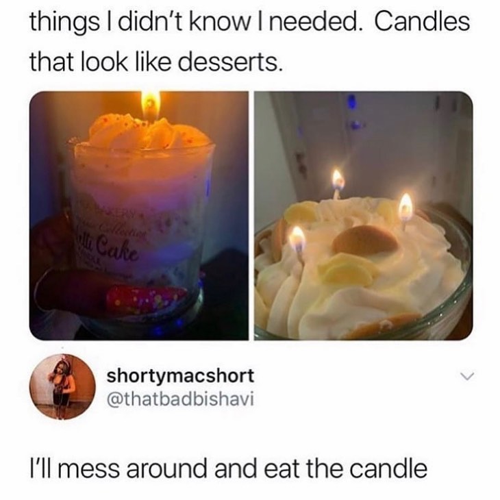 candles that look like desserts meme