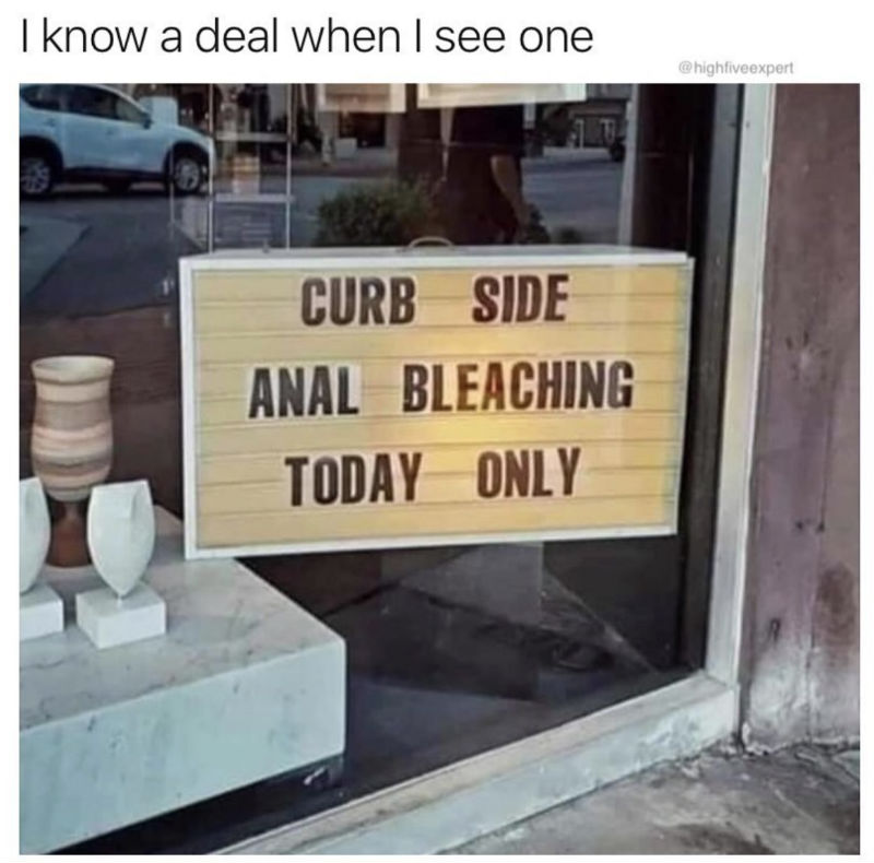 curbside anal bleaching today only 