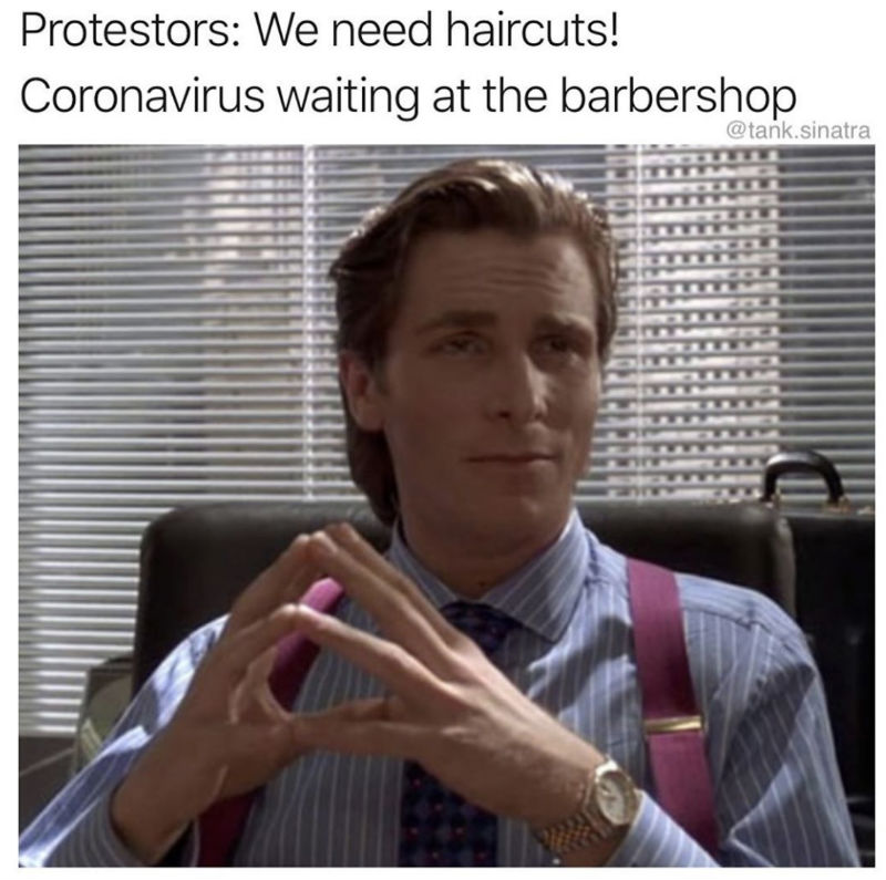 protestors we need haircuts meme
