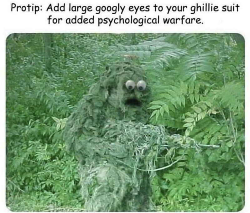 Protip Add Large Googly Eyes To Your Ghillie Suit - Meme ...