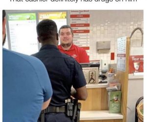 The Cashier Definitely Has Drugs On Him – Meme