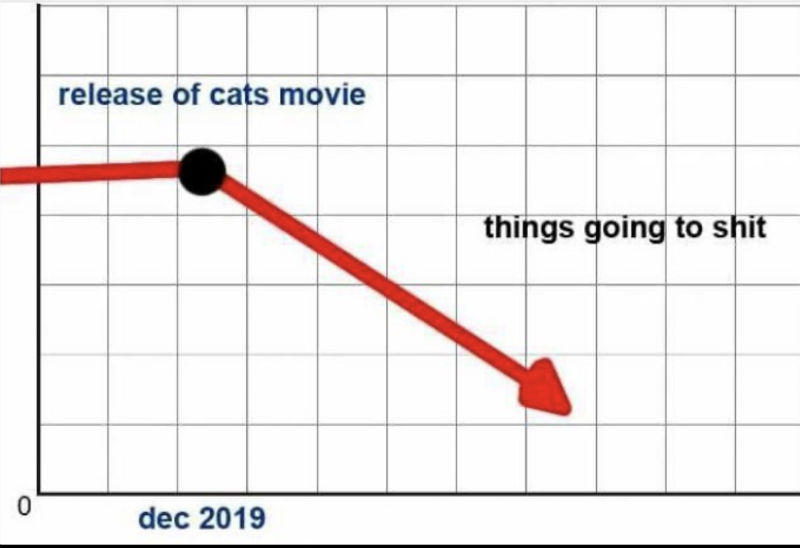 release of cats movie things going to shit meme