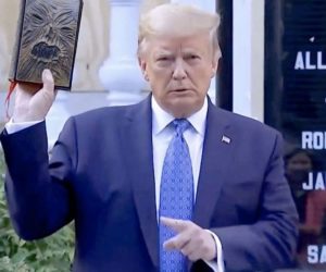 Trump Holding Bible – book of the dead meme