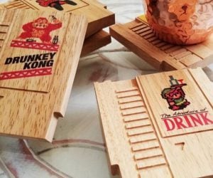 Retro 8bit Games Mini Wood Coasters – Be a hero, score points, and 1up your practical home decor with these solid wood retro 8bit (punny) coasters!