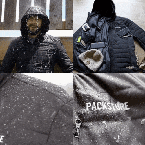   Packsture Travel Jacket – This waterproof, windproof, breathable, and lightweight jacket made from recycled plastic bottle? TAKE MY MONEY!