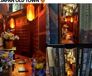 Japan Old Town Mini Alley Booknook – A high quality handmade miniAlley™ Bookshelf Insert™ Bookshelf Alley™ that captures a cozy Japan old-town.