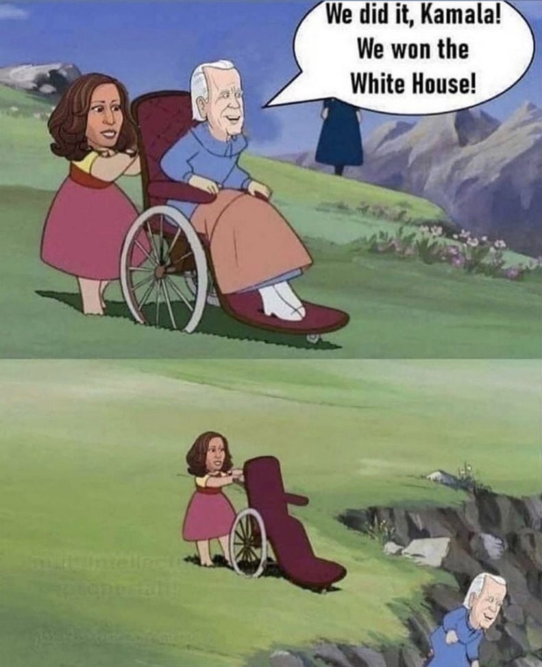 Kamala Pushing Biden Out Of Wheelchair - Meme - Shut Up And Take My Money