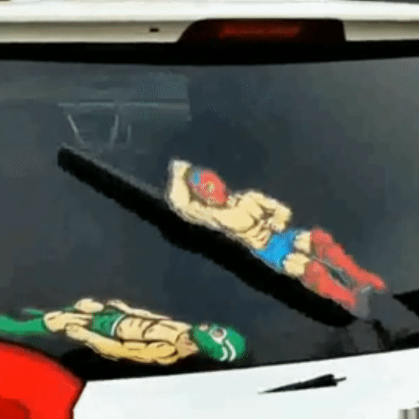 Luchador Elbow Drop Windshield Wipers – Love wrestling?  This awesome, viral Lucha Libre elbow drop design with two masked luchadors are sure to please any wrestling fan, and everyone behind them. 